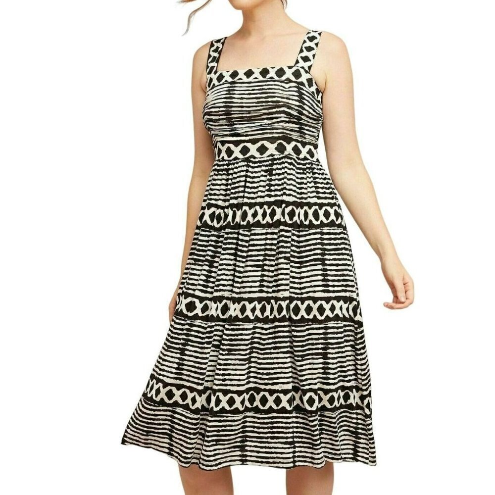 Tracy Reese Anthropologie La Dentelle Dress Black White Petite